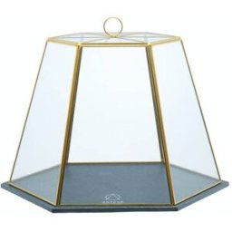 Artesà Campana de cristal con plato de pizarra - transparente y negro