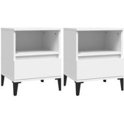 Maison Chic Juego de 2 mesitas de noche madera blanco 40x35x50 cm