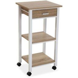 Versa Home Carro de cocina con cajón en aglomerado efecto madera blanco y marrón