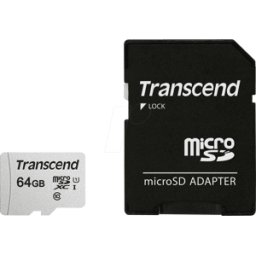 TS64GUSD300S-A - Tarjeta de memoria microSDXC de 64 GB, Transcend 300S-A, clase 1