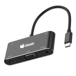 PcCom Essential Adaptador HUB 6 en 1 USB-C a 1x HDMI, 1 x VGA, 1x Audio Jack 3.5mm, 1x USB 3.0, 1x USB-C
