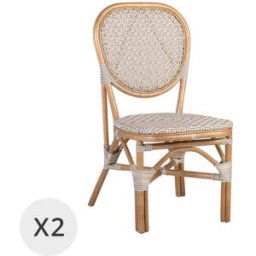 MOYCOR Set de 2 sillas de ratán blanco