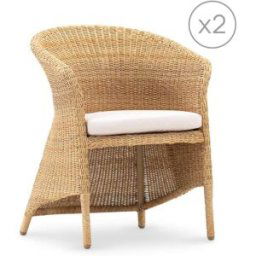 Defora Home Pack de 2 sillas de ratán con cojín