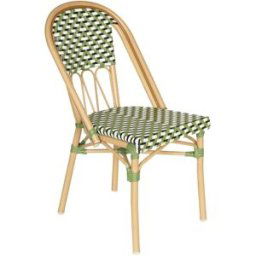 Oviala Silla de jardín estilo parisino en aluminio y ratán sintético verde