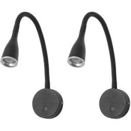FORLIGHT Aplique de pared / luz de lectura led (2uds) 3,8w negro