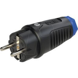 PC ELECTRIC TAUR2 0512-SB - Tapón de goma maciza Taurus2, tipo F - CEE 7/4, negro/azu