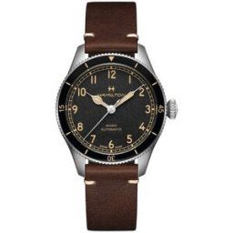 Hamilton Reloj de hombre automático Khaki Aviation Pilot Pioneer de 38 mm H76205530 con correa de piel. Marrón