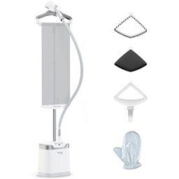 Rowenta Centro de planchado vertical Pro Style Care IS8470 con sistema Press & Steam. Blanco / Plateado