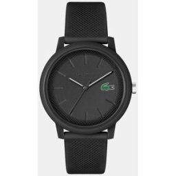Lacoste Reloj de hombre 12.12 2011171 de silicona negro. Negro