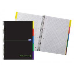 Cuaderno espiral oxford ebook 5 tapa extradura din a4+ 100 h con separadores cuadricula 5 mm black'n colors verde