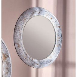 Espejo Redondo de 60 Diametro Metal Oro Blanco Serie Enfini