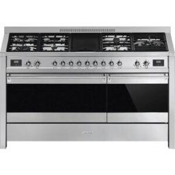 SMEG Cocina compacta placa de gas 7 quemadores y 2 cavidades- A5-81. Blanco