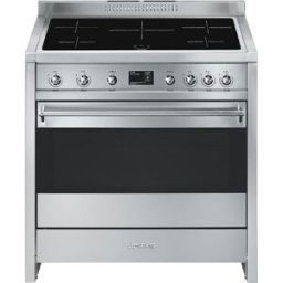 SMEG Cocina compacta 90 cm, placa inducción 5 zonas y horno eléctrico - A1PYID-9. Inox