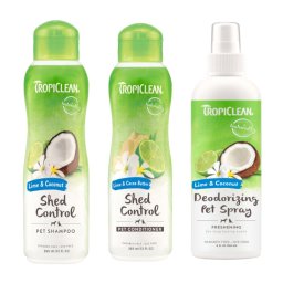 TropiClean Lima y Coco spray perfumado - Pack ahorro: Spray 236 ml + Champú 355 ml + Acondicionador 355 ml