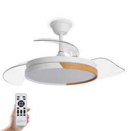 Ventilador de Techo LED con Aspas Retráctiles, Luz Regulable y Función Invierno/Verano ABS