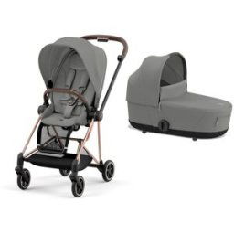 Cybex Carro de bebé dúo MIOS con Chasis Rosegold, Seat Pack y Capazo Lux en Mirage Grey.. Gris niño