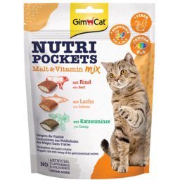 GimCat Nutri Pockets snacks para gatos Malta Vitaminas Mix - Mezcla de malta y vitaminas (150 g)