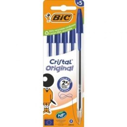 Bolígrafo Bic Cristal Original Azul 516344 5 unidades Punta 1mm Secado Rápido