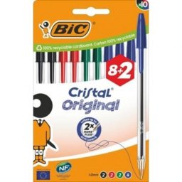 Bolígrafo Bic Cristal Original 516355 Punta 1mm Secado Rápido Tinta de Aceite 10 Unidades Colores Surtidos
