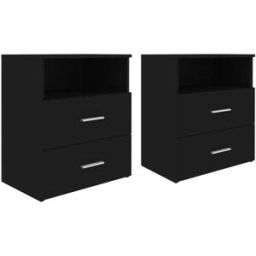 Maison Chic Juego de 2 mesitas de noche madera negro 50x32x60 cm