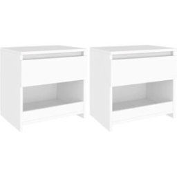 Maison Chic Lote de 2 mesitas de noche madera contrachapada blanco 40x30x39 cm