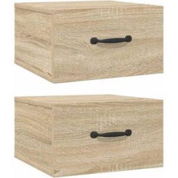 Maison Chic Juego de 2 mesitas de noche de pared madera marrón 35x35x20 cm
