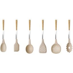 Neva Posateria Creativa Juego 6 utensilios de cocina acero inoxidable con mango efecto madera