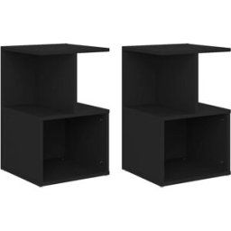 Maison Chic Lote de 2 mesitas de noche madera contrachapada negro 35x35x55 cm