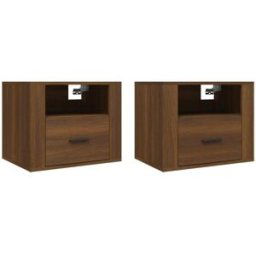 Maison Chic Juego de 2 mesitas de noche de pared madera marrón 50x36x40 cm