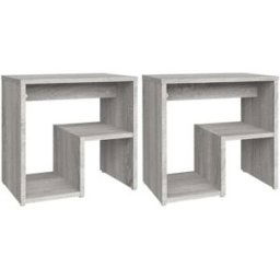 Maison Chic Juego de 2 mesitas de noche contrachapado madera gris 40x30x40 cm
