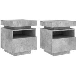 Maison Chic Juego de 2 mesitas de noche con luces led madera gris 40x39x48,5cm