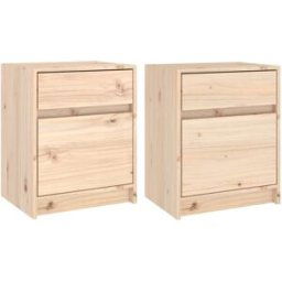 Maison Chic Juego de 2 mesitas de noche madera maciza de pino marrón 40x31x50 cm