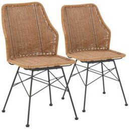 HOMN Pack 2 sillas de comedor o jardín ratan/negro