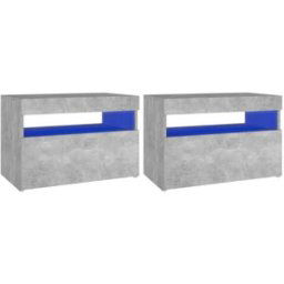 Maison Chic Juego de 2 mesitas de noche led contrachapada madera gris 60x35x40 cm