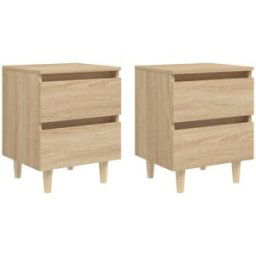 Maison Chic Juego de 2 mesitas de noche patas de madera marrón 40x35x50 cm