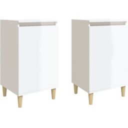 Maison Chic Juego de 2 mesitas de noche madera blanco 40x35x70 cm