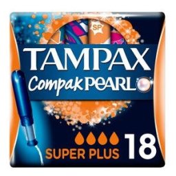 Tampax Compak Pearl Super Plus algodón 18uds