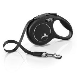 Correa extensible flexi Classic con cinta, negra, 5 m - L: hasta 50 kg