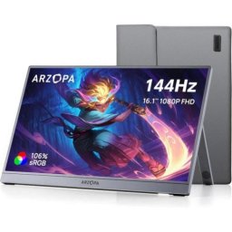Monitor Arzopa 16.1" FullHD 144Hz IPS portátil sRGB 106% 780 g Aluminio USB-C HDMI Mini