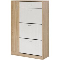 Homcom Zapatero 84x30x132cm madera natural y blanco