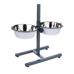 Comedero doble TIAKI con soporte ajustable - 2 x 1600 ml, Ø 21 cm