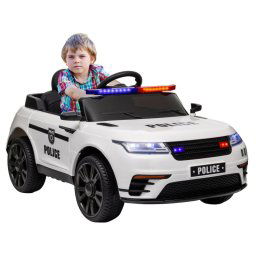 Aiyaplay Coche Eléctrico Para Niños De +3 Años De Policía Con Sirena Blanco