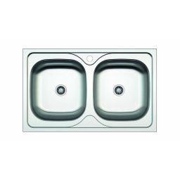 EDESA Fregadero sobre encimera VELETA SE 80 2C .B. 950270053. Dos cubetas, Inoxidable, acabado acero. Para mueble de 80 cm
