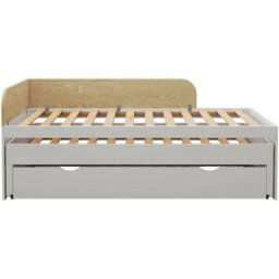 ID Kids Cama nido con cajón y colchones madera maciza blanco 90x200 cm