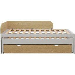 ID Kids Cama nido con cajón madera maciza blanco y madera 90x200 cm