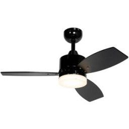 QAZQA Ventilador de techo negro con led y mando ip44