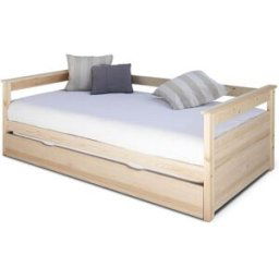 ID Kids Cama nido con 2 colchones madera maciza natural 80x200 cm