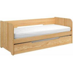 ID Kids Cama nido juvenil con colchones madera maciza natural 80x200 cm