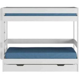 ID Kids Pack litera con cama nido y cajon madera maciza blanco 80x200 cm
