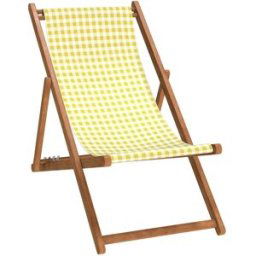 Vent de Bohème Silla plegable de haya con estampado vichy amarilla